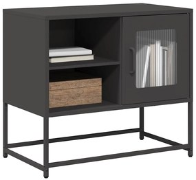 853386 vidaXL ТВ шкаф, черен, 68x39x60,5 см, стомана