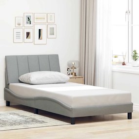 3310370 vidaXL Рамка за легло без матрак Hanko, светлосива, 100x200 см, плат