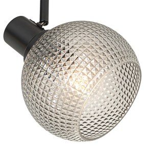 Дизайнерски прожектор черен с опушено стъкло 2-светлина - Chico