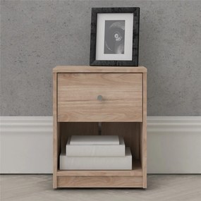 Нощно шкафче в дъбов декор с рафтове May - Tvilum