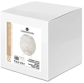 Бяла бамбукова настолна лампа с бамбуков абажур (височина 23 cm) - Casa Selección