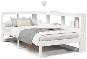 3324327 vidaXL Легло с етажерка за книги, без матрак, 90x200 см, бор масив
