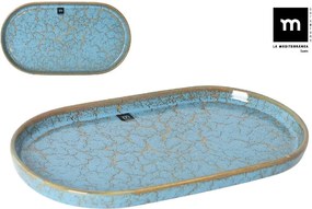 Плато овал LA MEDITERRANEA Scratch Blue, Порцелан - 36×21 cm