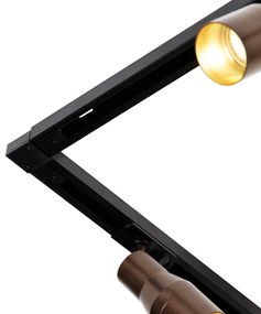 Модерна релсова осветителна система с 5 прожектора тъмен бронз 1-фазна - Iconic Kohua