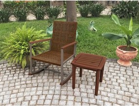 Тъмнокафяв люлеещ се стол с масичка от масивно дърво Sinaloa – Garden Pleasure