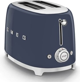 Тостер за хляб SMEG 50's Style TSF01NBEU, 950W, 2 филии, 6 нива, Тавичка за трохи, Вграден кабел, Неръждаема стомана, Тъмносин