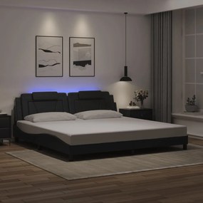 3214043 vidaXL Рамка за легло Viana с LED без матрак, черна, 200x200 см