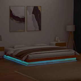 844417 vidaXL LED рамка за легло восъчнокафяв 180x200 см борово дърво масив