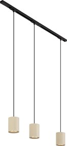 Modern railsysteem met 3 hanglampen zwart met beige 1-fase - Iconic Holt