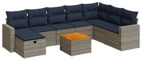 3325806 vidaXL Градински комплект диван с възглавници 9 части сив полиратан