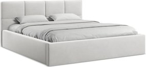 Светлосиво кадифено двойно легло 140x200 cm тапицирано с място за съхранение и включена подматрачна рамка Hiko – Makamii
