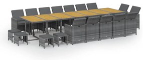 3095661 vidaXL Градински комплект с възглавници 19 части сив полиратан