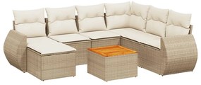 3257451 vidaXL Градински диван с възглавници, 8 части, бежов полиратан