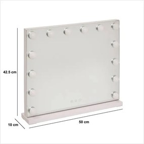 Огледало за баня 5five Holly, LED, 50x10x42.5 cm, Бяло