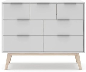 Бял нисък скрин с чекмеджета 120x83 cm Campus - Marckeric