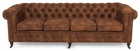 Диван Chesterfield в цвят винтидж коняк, четириместен 238х86х80 см