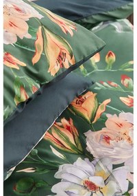 Тъмнозелено памучно спално бельо от сатен за двойно легло 160 x 220 cm Floret - Bonami Selection