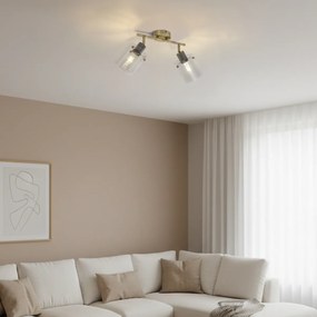 Дизайнерски плафон бронз с прозрачно стъкло 2 светлини - Domo