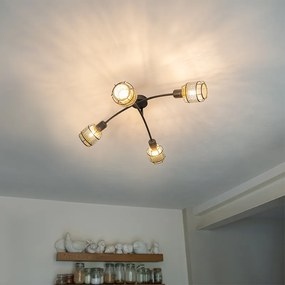 Дизайнерска таванна лампа черна със злато 4-светлина - Noud