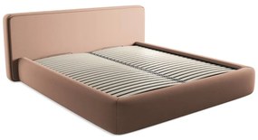 Светлорозово двойно тапицирано легло с място за съхранение и включена подматрачна рамка 180x200 cm Kiana – Makamii