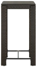 45870 vidaXL Градинска бар маса, кафява, 60,5x60,5x110,5 см, полиратан