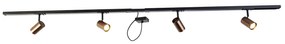 1-фазна релсова система тъмно бронз с 4 прожектора и квадратен I захранващ блок - Jeana