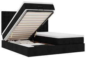 3314585 vidaXL Османска легло с матраци и LED, черно, 180x200 см, плат