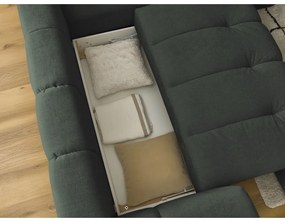 Зелен сгъваем/с място за съхранение ъглов диван (десен ъгъл/L форма) Fuji – Bobochic Paris