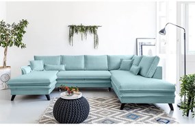 Светлосин U-образен разтегателен диван, десен ъгъл Charming Charlie - Miuform