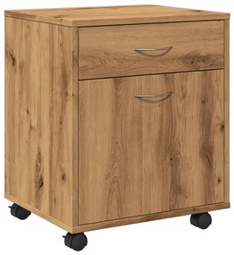 856655 vidaXL Шкаф с колелца, дъб артизан, 45x38x54 см, инженерно дърво