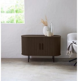 Кафяв скрин от дъбов декор с плъзгащи се врати 120x76x45 cm Nola – Unique Furniture