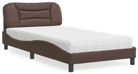 3208705 vidaXL Легло с матрак, кафяво, 100x200 см, изкуствена кожа