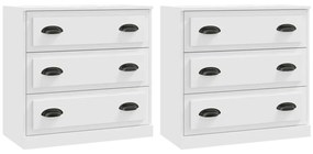 3185239 vidaXL Сайдборди, 2 бр, бели, инженерно дърво