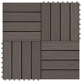 Sonata WPC декинг плочки релефни, 11 бр, 30x30 см 1 кв.м. тъмнокафяви