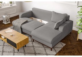 Светлосив ъглов диван от рипсено кадифе (десен ъгъл) Beata – Ropez