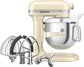 Планетарен миксер KitchenAid Artisan 5KSM70SHXEAC Almond cream, 375 W, 6.6 л, 11 скорости, 67 точки на допир, Повдигане на купата, Специална скорост Fold, Flex Edge, Крем