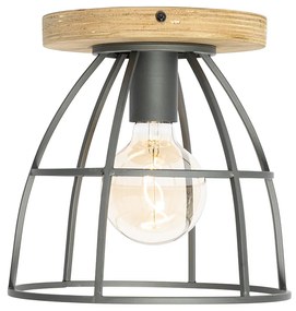 Индустриален плафон тъмно сив с дърво - Arthur