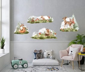 Стикер за стена в детската стая - горски животни и природа