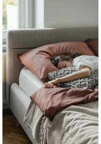 Бежово двойно легло 160x200 cm тапицирано с място за съхранение с включена подматрачна рамка Lotte – Meise Möbel