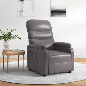 289692 vidaXL Масажен стол, сив, изкуствена кожа