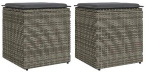4104041 vidaXL Градински табуретки с възглавници 2 бр. сиви 40x40x43 cm