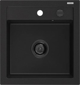 Mexen Vito гранитна мивка с 1 отделение 520 x 490 мм, черна, сифон черен