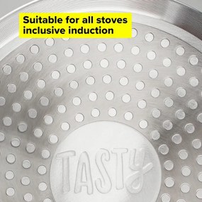 Втора ръка: Касерола със стъклен капак Tasty Everyday 678556, 18 см, 1.8 л, Индукция, Алуминий, Незалепващо покритие, Син