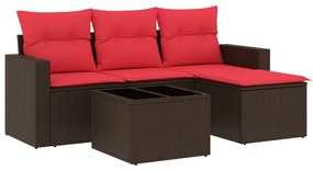 3251221 vidaXL Градински комплект с възглавници, 5 части, кафяв полиратан