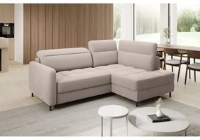 Светлокафяв кадифен разтегателен ъглов диван с място за съхранение (десен ъгъл L форма) Barea – ELTAP