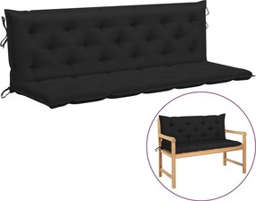 Възглавница за градинска пейка черна 180x(50+50)x7 см оксфорд