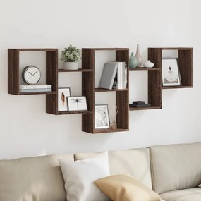 853305 vidaXL Стенен рафт, кафяв дъб, 159x18x66 см, инженерно дърво
