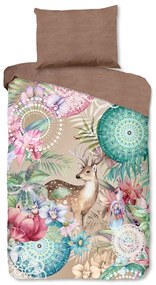 Кафяво фланелено спално бельо за единично легло 140x200 cm - HIP