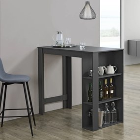 Bar counter Danderyd 120x60x106 cm with 3 shelves Dark Grey