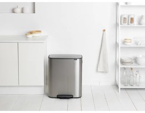 Кош за боклук Brabantia Bo Pedal 1003186, 60 л, Леко затваряне, Противоплъзгаща основа, Устойчив на пръстови отпечатъци, Инокс/Мат